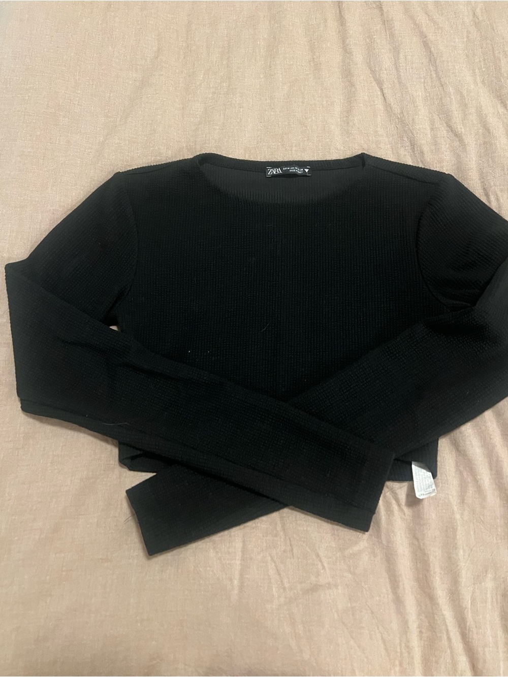 Zara Black Ribbed Crew Neck Sweater